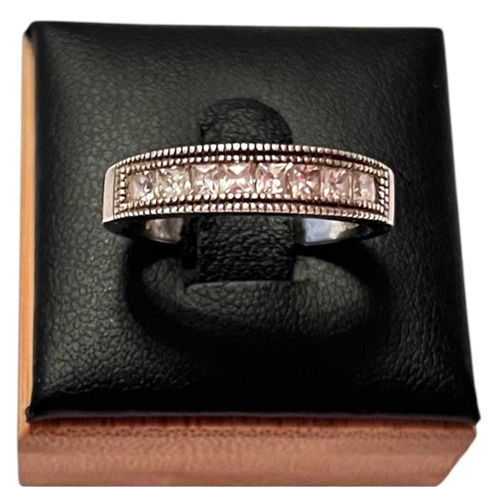 Vintage Sterling Silver Cubic Zirconia Band Ring Size 8